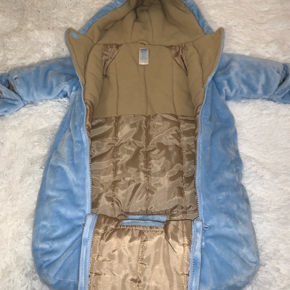 Carter's baby blue cozy/ snow suit/ bunting bag. SZ 0/6 Months - Picture 6 of 9